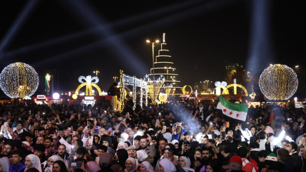 Celebrations in Umayyad Square, Damascus, Syria, December 31, 2024 (Anwar Amro/AFP)