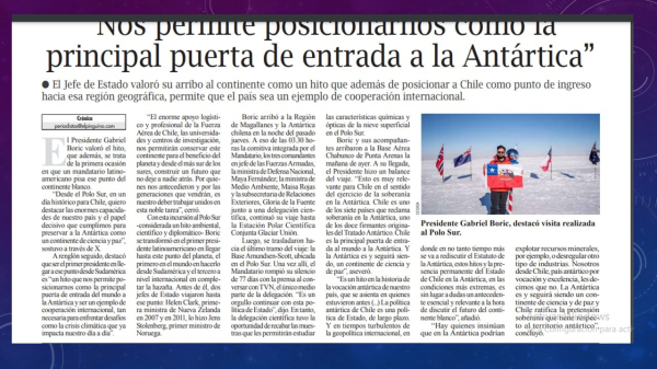 Nos permite poscionarnoscomo la principal puerta de entrada a la antártica