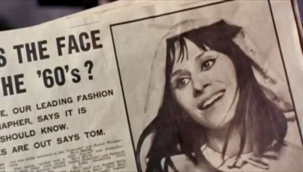 Headline in newspaper with accompanying b&w photo: “IS THIS THE FACE OF THE ‘60’S?”