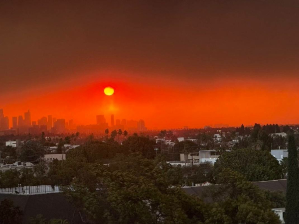 Sunset in a scarred Los Angeles