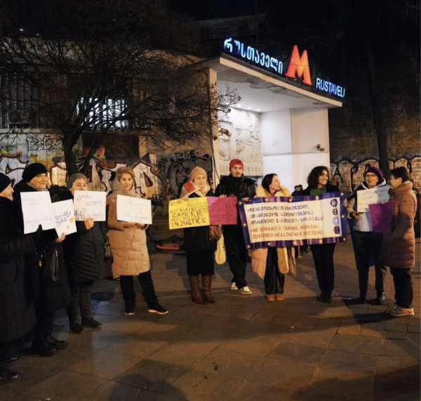 Oncology patients protesting in Tbilisi Georgia 