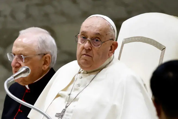 Pope Francis attends the weekly general audience in Paul VI Audience Hall at the Vatican, on January 8, 2025 [Yara Nardi/Reuters]