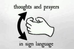 "Thoughts and Prayers" in sign language

A hand and an arrow showing the up and down stroking motion.