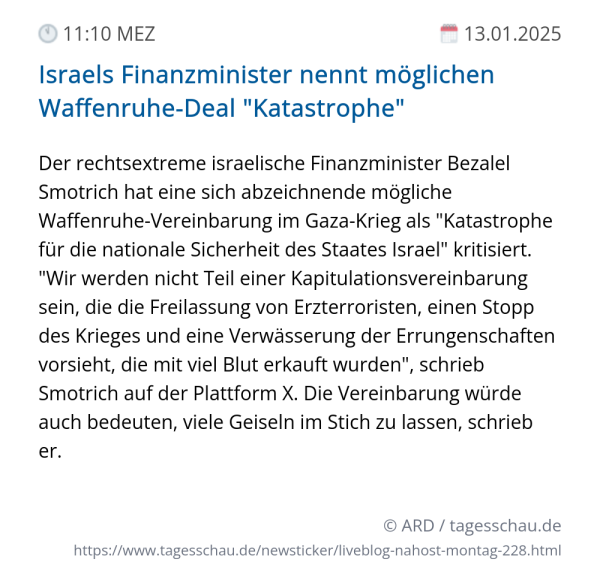 Screenshot eines tagesschau Liveblog Eintrags.