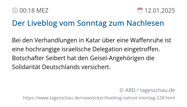 Screenshot eines tagesschau Liveblog Eintrags.