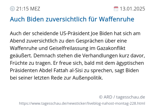 Screenshot eines tagesschau Liveblog Eintrags.