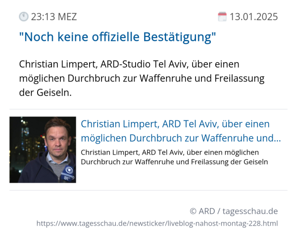 Screenshot eines tagesschau Liveblog Eintrags.