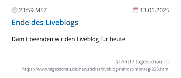 Screenshot eines tagesschau Liveblog Eintrags.