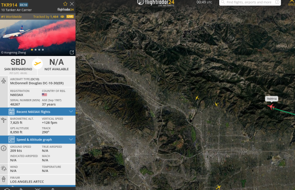 Tanker 914 inbound to Eaton Fire