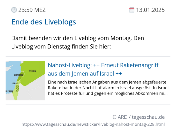 Screenshot eines tagesschau Liveblog Eintrags.