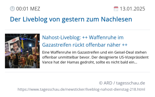 Screenshot eines tagesschau Liveblog Eintrags.