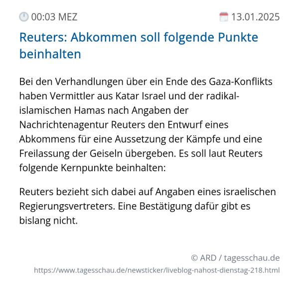 Screenshot eines tagesschau Liveblog Eintrags.