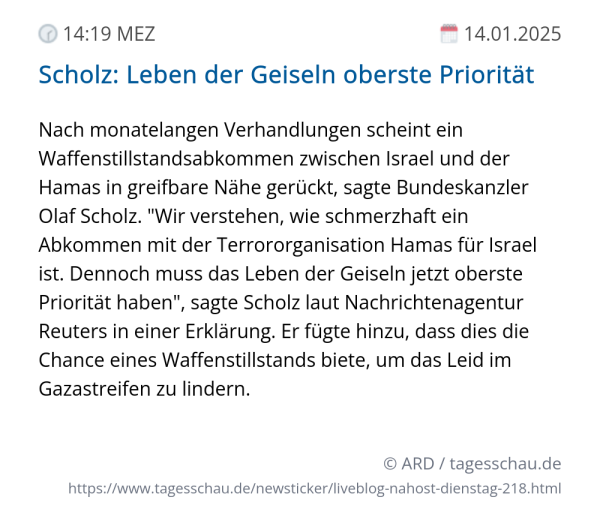 Screenshot eines tagesschau Liveblog Eintrags.