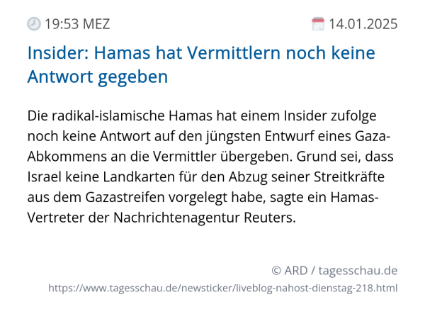 Screenshot eines tagesschau Liveblog Eintrags.