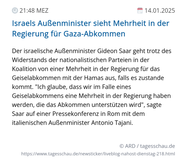 Screenshot eines tagesschau Liveblog Eintrags.