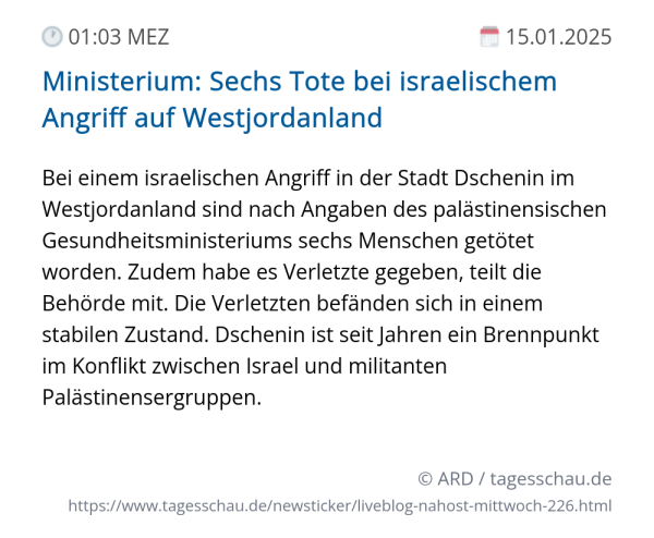 Screenshot eines tagesschau Liveblog Eintrags.