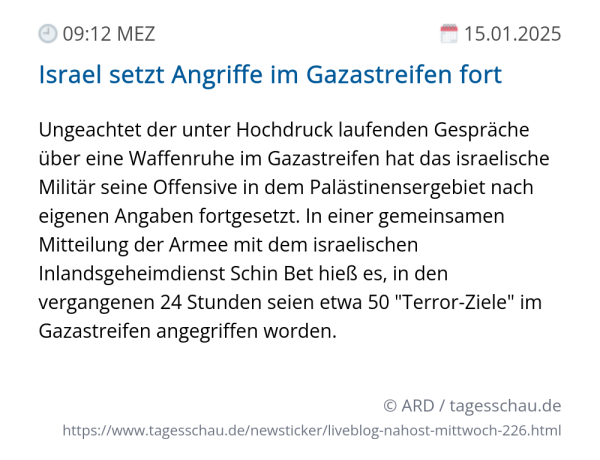 Screenshot eines tagesschau Liveblog Eintrags.