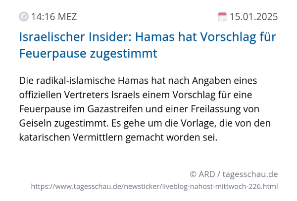 Screenshot eines tagesschau Liveblog Eintrags.