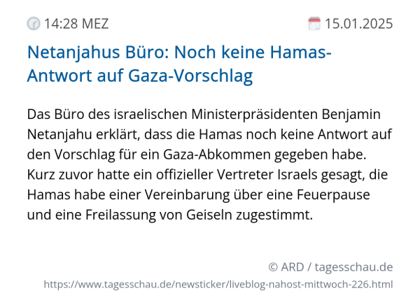 Screenshot eines tagesschau Liveblog Eintrags.