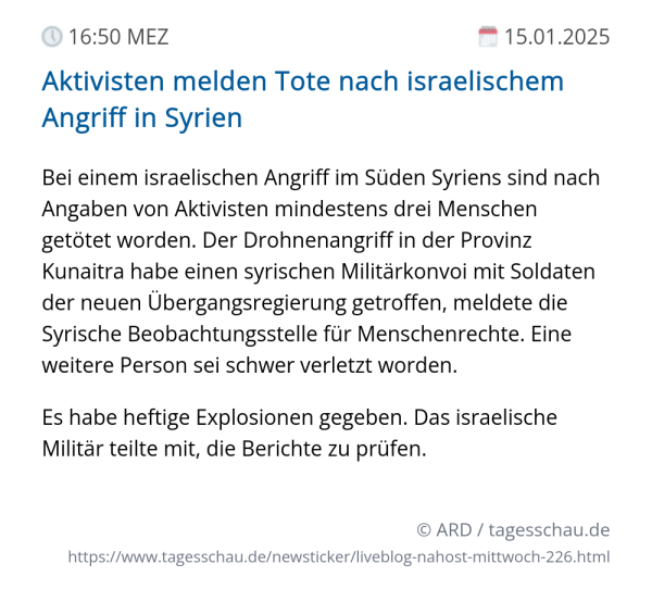 Screenshot eines tagesschau Liveblog Eintrags.