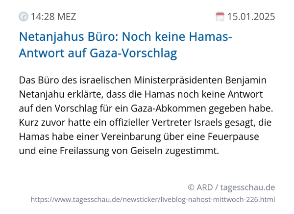 Screenshot eines tagesschau Liveblog Eintrags.