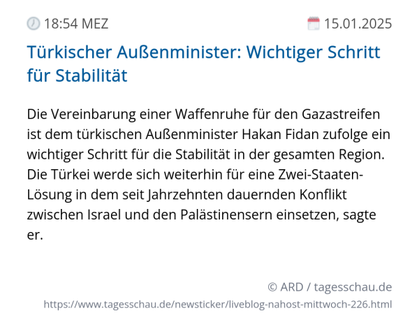 Screenshot eines tagesschau Liveblog Eintrags.