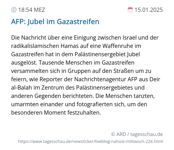 Screenshot eines tagesschau Liveblog Eintrags.