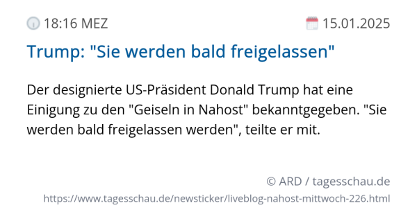 Screenshot eines tagesschau Liveblog Eintrags.