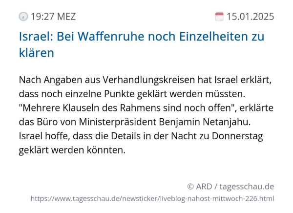 Screenshot eines tagesschau Liveblog Eintrags.