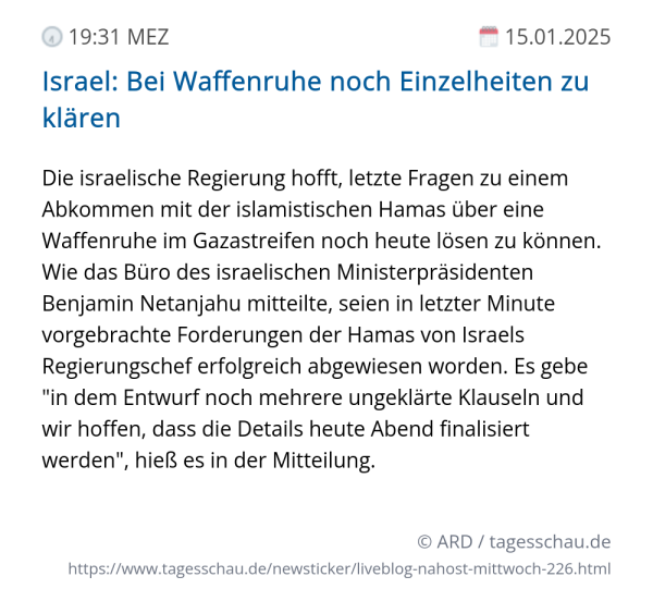 Screenshot eines tagesschau Liveblog Eintrags.