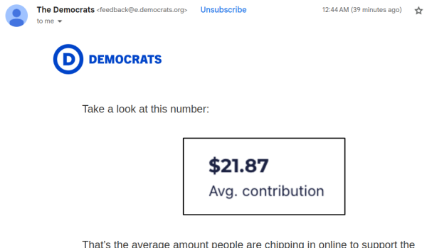 Fundraising mail of the Democrats