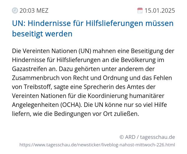 Screenshot eines tagesschau Liveblog Eintrags.