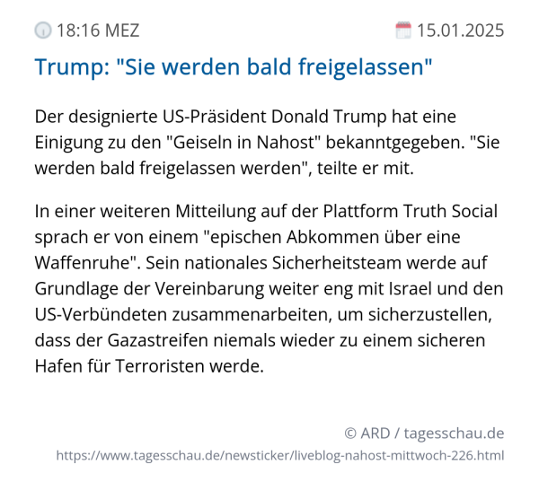 Screenshot eines tagesschau Liveblog Eintrags.