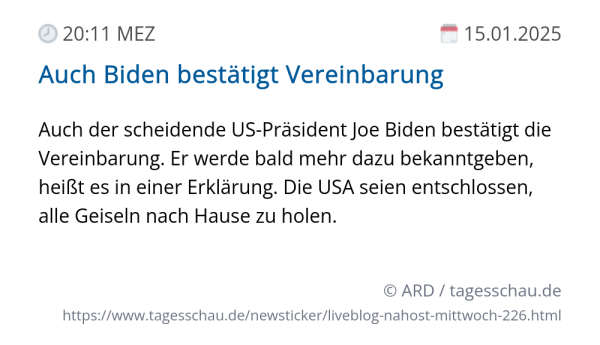 Screenshot eines tagesschau Liveblog Eintrags.