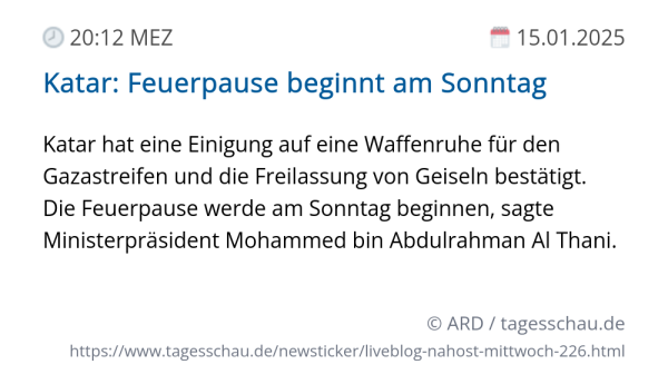 Screenshot eines tagesschau Liveblog Eintrags.