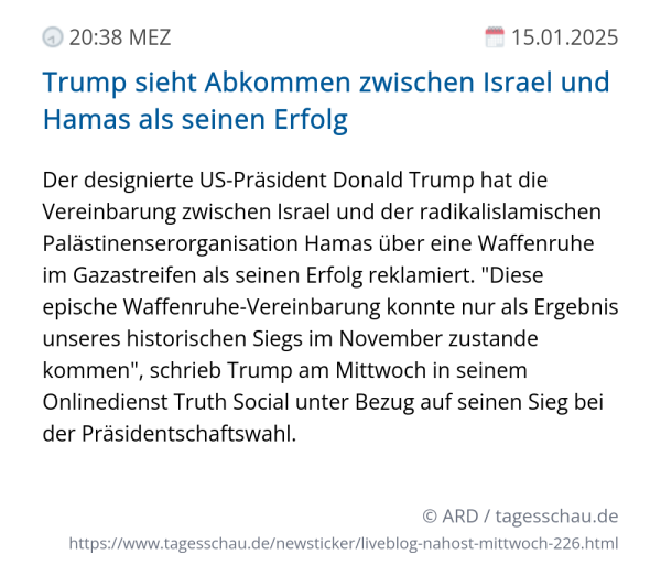 Screenshot eines tagesschau Liveblog Eintrags.