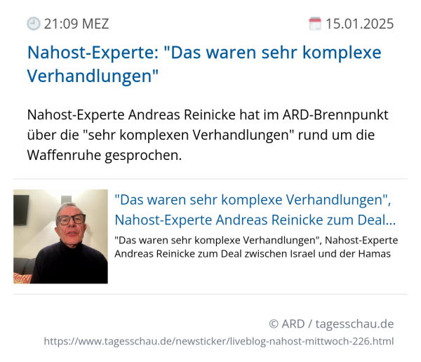 Screenshot eines tagesschau Liveblog Eintrags.