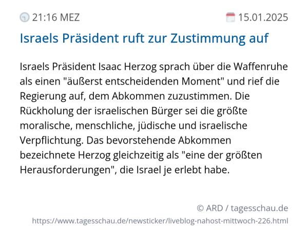 Screenshot eines tagesschau Liveblog Eintrags.