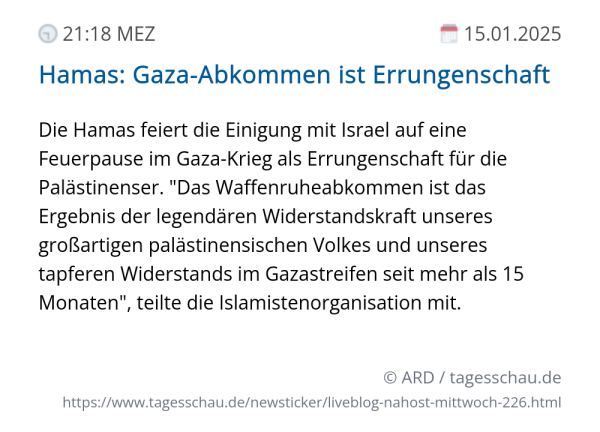 Screenshot eines tagesschau Liveblog Eintrags.