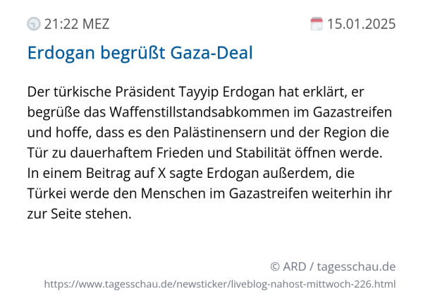 Screenshot eines tagesschau Liveblog Eintrags.