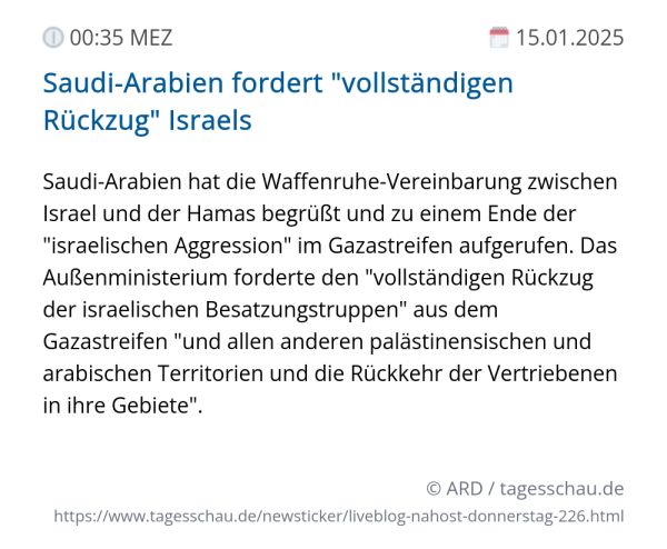 Screenshot eines tagesschau Liveblog Eintrags.