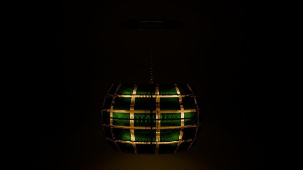 The same lamp but the background isn't lit anymore the only light coming from the lamp itself. Both images where created in blender.