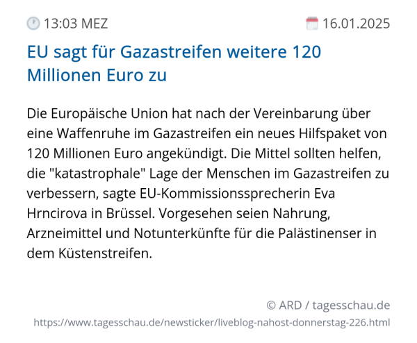 Screenshot eines tagesschau Liveblog Eintrags.