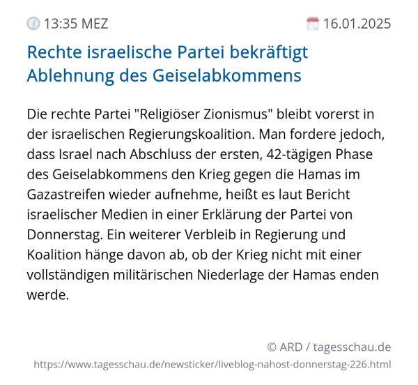 Screenshot eines tagesschau Liveblog Eintrags.