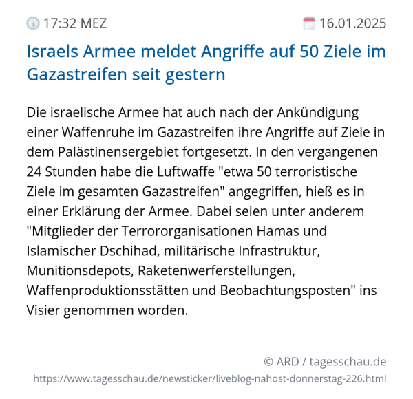 Screenshot eines tagesschau Liveblog Eintrags.