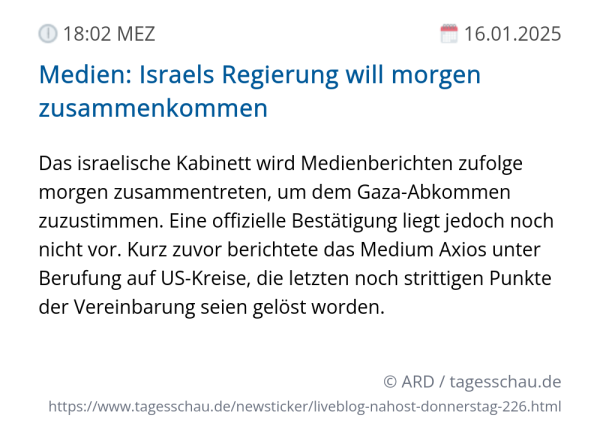 Screenshot eines tagesschau Liveblog Eintrags.