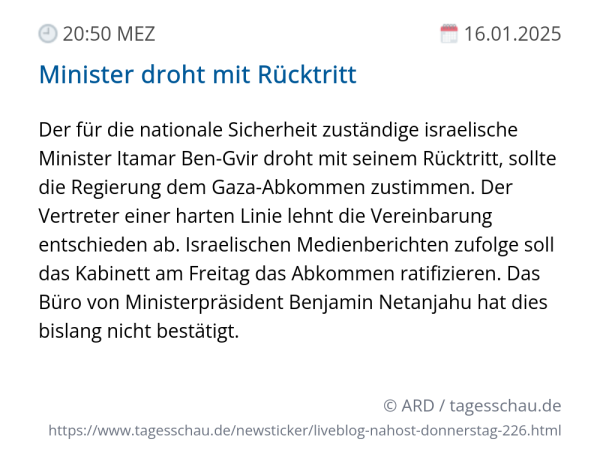 Screenshot eines tagesschau Liveblog Eintrags.