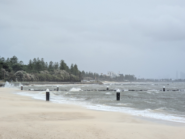 Stormy wind and weather over botany bay and its foreshore 