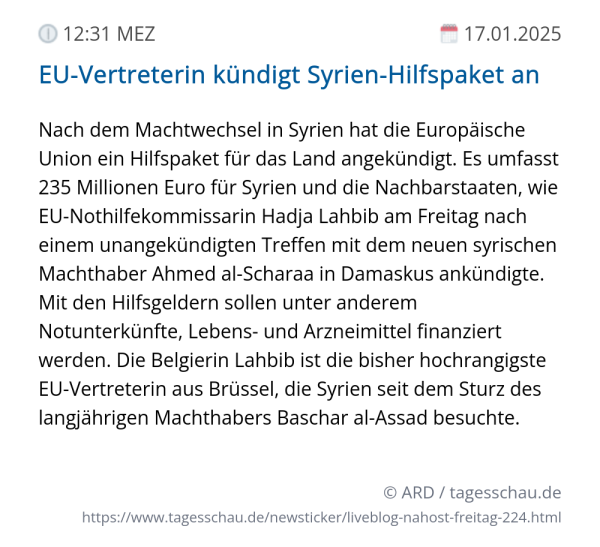 Screenshot eines tagesschau Liveblog Eintrags.