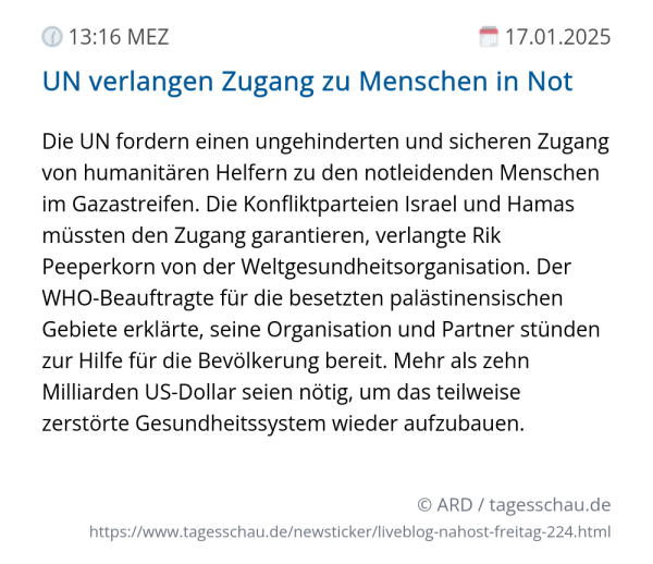 Screenshot eines tagesschau Liveblog Eintrags.